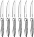 Steak Knives Set of 6, Stainless Steel Serrated Blade, Hammered Pattern Handle, 4.5 In, Dishwasher Safe for Kitchen