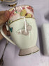 YBK Tech Euro Style Porcelain Tea Cup Coffee Mug with Lid for Breakfast Home Kitchen (Butterflies Pattern, Pink)