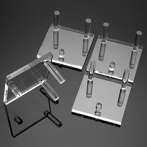 Hipiwe 4-Pack Clear Acrylic Display Stand, Three-Peg Easel Stands for Fossil Coral, Geodes, Rock Mineral Collectibles