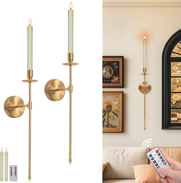 Yollzey Candle Holder Wall Sconces Set of 2 with Battery Operated Candles
