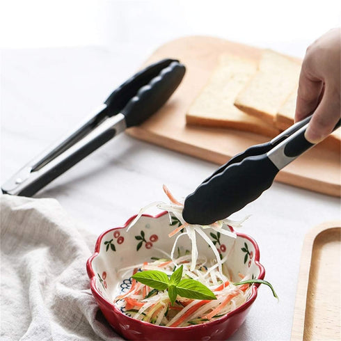 Alimat PluS Silicone Kitchen Tongs Set of 3, Cooking Tongs with Spatula Tong and 2 Basic Food Tongs