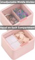 Tecbeauty Qtips Storage Organizer, 2-Grid Dispenser with Hinged Lids for Swabs, Balls, Pads, Pink
