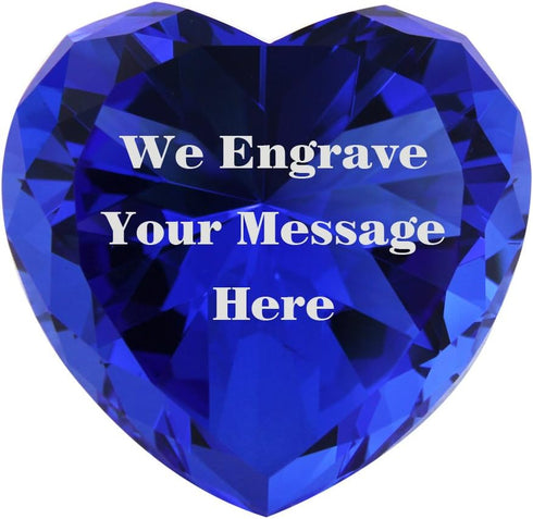 Personalized Custom Engraved Crystal Paperweight, Pink and Blue Diamond