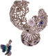 danila-souvenirs 2.8'' (7 cm) Faberge style Carved Egg with Flowers & Butterfly silver color