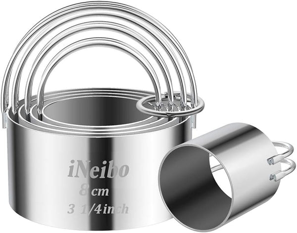 iNeibo Biscuit Cutter Set, Round Shape Cookie Cutters for Pastry Dough Baking, DIY Cake Décor