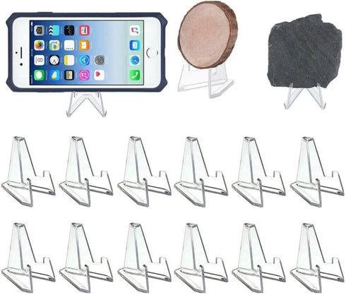 Pack of 5 Mini Clear Acrylic Easel Stands for Pictures, Party Accessories - Durable Design for Home, Office, Shop,