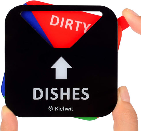 Kichwit Dishwasher Magnet Clean Dirty, Non-Scratch Strong Magnetic Backing, 3.5 Inch, Black