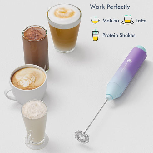 Powerful Handheld Milk Frother, Mini Whisk Drink Mixer for Coffee, With Stand, Cappuccino, Latte, Matcha, Hot Chocolate