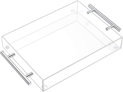 Richboom Clear Acrylic Serving Tray 16"x12" - Coffee Table Living Room Kitchen