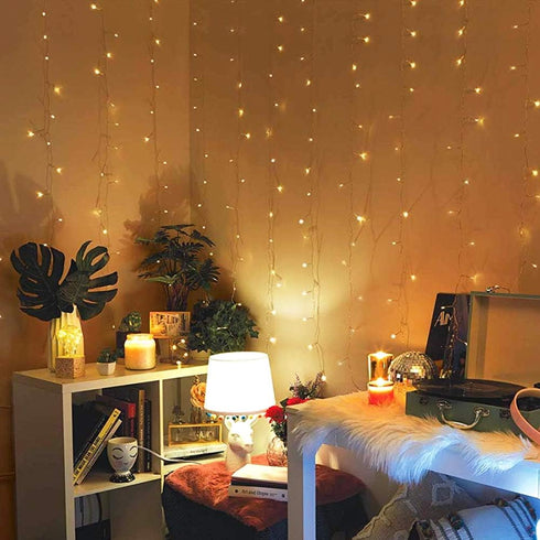 Lights,13ftx6.5ft 30V 8 HEYFUNi Curtain Safety Window Curtain Icicle String Lights Modes for Christmas Wedding Party