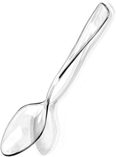 Zappy 100 Clear Mini Plastic Spoons - 3.75" Dessert & Ice Cream Spoons (Pack of 100)