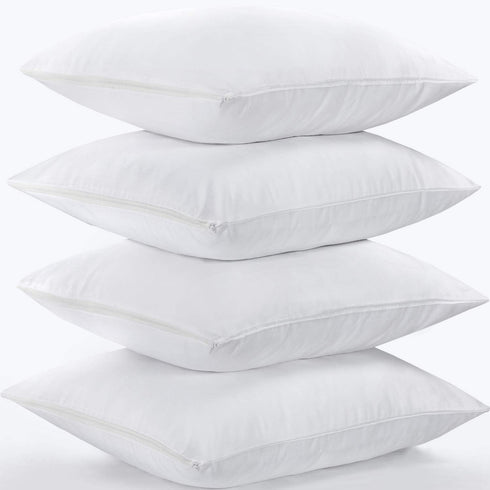 Niagara 4 Pack Pillow Protectors, Standard 20x26 Inches, Lab Certified Ultra Fresh Treated Cotton Zipper Covers White