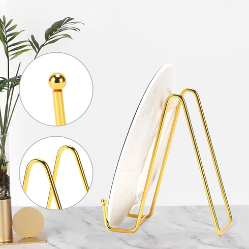 3 Pack 6 Inch Plate Stands for Display, Gold Metal Frame Easel Holder for Pictures, Books, Plates
