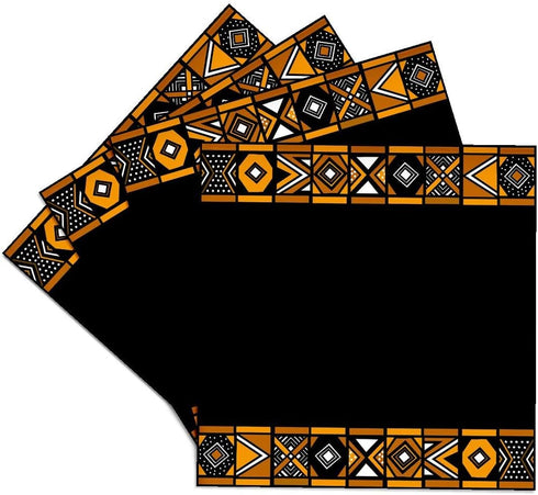 3dRose Set of 4 Ceramic Tile Coasters, Brown and Black African Pattern Inspired by Zulu Beadwork