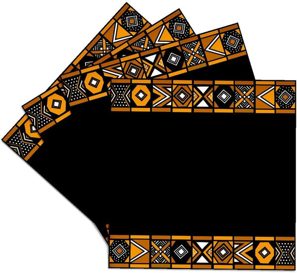3dRose Set of 4 Ceramic Tile Coasters, Brown and Black African Pattern Inspired by Zulu Beadwork
