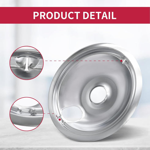 WB31T10010 and WB31T10011 Drip Pans for Electric Stove, Compatible with GE Range, Set of 4, Silver