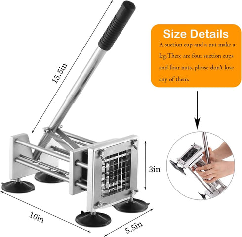 LILALIWA 1/2-inch 3/8-inch French Fry Cutter, Manual Potato Cutter with and blades for cutting potatoes and vegetables