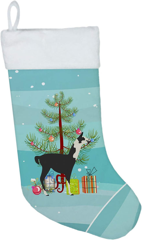 Caroline's Treasures BB9285CS Llama Q' Ara Christmas Stocking, Teal Fireplace Hanging Holiday Decor