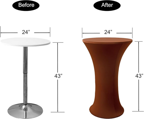 Viiamacki 24x43 Inch Round Spandex Cocktail Tablecloth, Coffee Elastic Fitted Highboy Bar Table Cloth, High Top