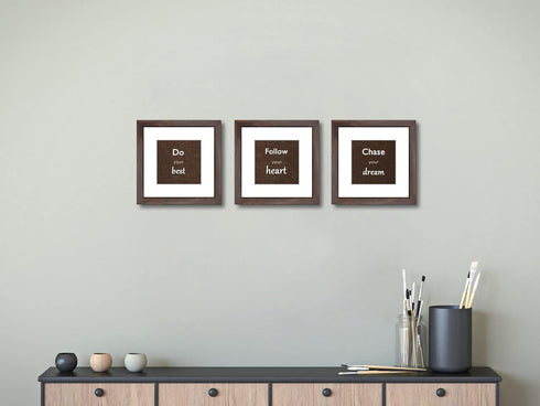 8x8 Set 3 5x5 8x8 Picture Frame of with Real Glass for Pictures with Mat or Without Mat, Wall Mounting or Tabletop