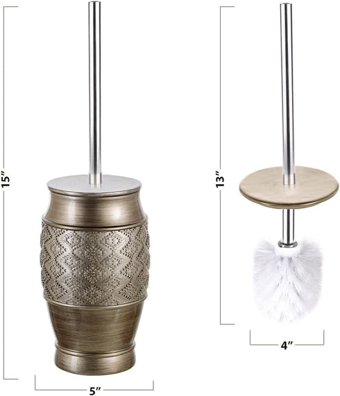Set Creative Scents Dublin Silver Toilet Brush - Toilet Bowl Cleaner Brush and Holder - Decorative Bathroom Cleaner