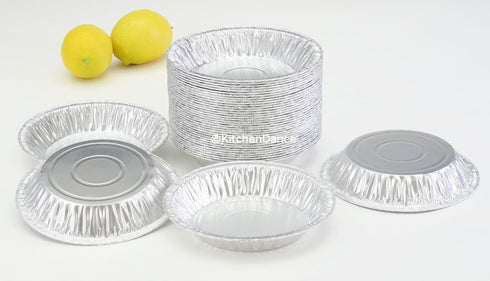 KitchenDance Disposable Aluminum Foil Mini Pie Pan, 6 Inches Round, Pack of 50