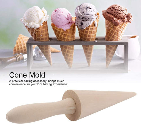 Ice Cream Cone Mold, Wooden Waffle Cone Roller, 9.1in Pizzelle Roller Cone Wooden Waffle Cone Roller Baking Pastry Roll Waffle Cone Baking Tool by Cyrank