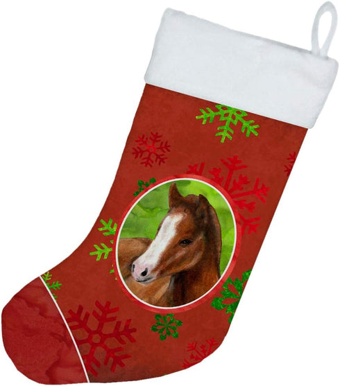 Caroline's Treasures SB3120-CS Holiday Christmas Stocking - Horse Foal Red Snowflakes, Fireplace Hanging Decor