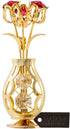 Matashi Gift for Mom - Flowers Bouquet Vase Ornament with Red and Clear Crystals, Home Decor Showpiece