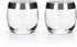 Viski Irving Chrome Rim Crystal Lowball Tumblers - Set of 2, 9 oz Gold Rimmed Cocktail Glass Gift Set
