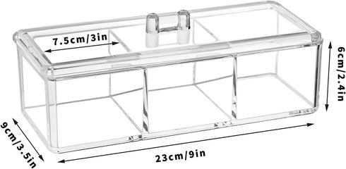dedoot Plastic Drawer Organizer, Clear Acrylic Vanity Desk Storage and Organizer, 3 Compartment Make Up Holder with Lid Bathroom Display Storage Container for Jewelry, Small Items, 9.17x3.7X3.46 Inch by dedoot