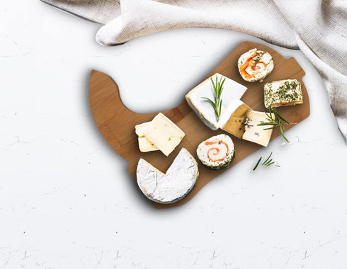 Cowboy Boot Shaped Bamboo Serving Cutting Board, 9” x 11.25”, Rustic Kitchen Decor for Cheese, Snacks, Food