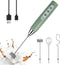 YUSWKO Granite Green Handheld Milk Frother Wand for Coffee, Rechargeable Electric Whisk with 3 Heads and 3 Speeds for