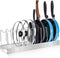 Adjustable Pot and Pan Organizer, Heavy Duty Lid Organizer for Kitchen Storage with 10 Compartments