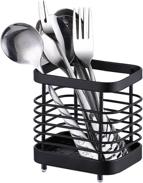 Stainless Steel Kitchen Utensil Holder, Countertop Drying Caddy, Rust-Proof Cutlery Drainer for Kitchen Utensils