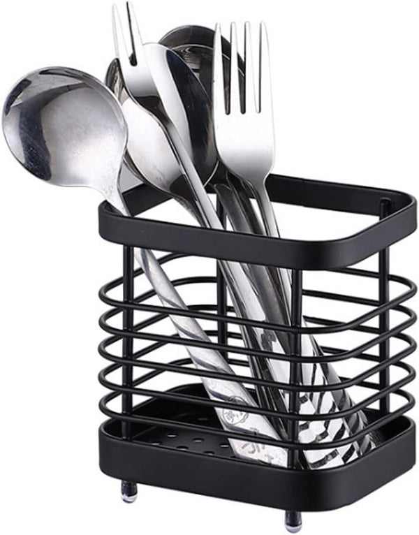 Stainless Steel Kitchen Utensil Holder, Countertop Drying Caddy, Rust-Proof Cutlery Drainer for Kitchen Utensils