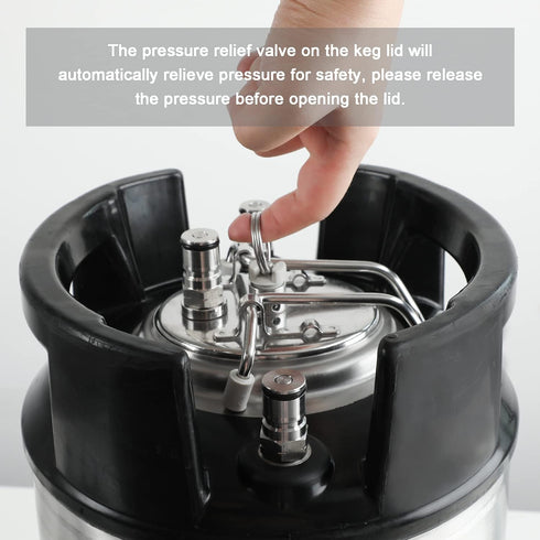 Corny Carbonation Keg Lid, Ball Lock Keg Lid with Diffusion Stone, Pressure Relief Valve, Clamp and Tube for Homebrew