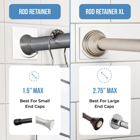 XL Adhesive Shower Rod Holder | Heavy Duty Tension Rod Holder | Waterproof, No Drilling | 2 Pack | Rod Not Included