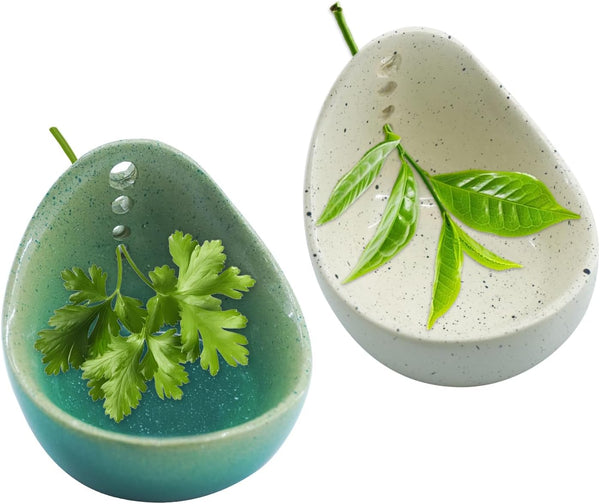 HGEKLIZV 2 Pcs Small Handmade Ceramic Extraction Bowls, Ceramic Herb Stripping Tool and