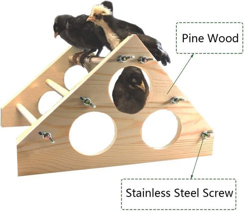 Vehomy Chicken Perch Wood Stand with Holes Chick Stand Trainning Perch Hen Roost bar for Chicks Poultry Swing Chicken