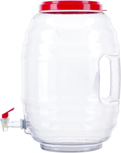 CHAMPS 5 Gallon Vitrolero Water Dispenser, BPA-Free Plastic Beverage Dispenser for Juice, Iced Teas, Red Spout