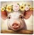 ZXHYWYM Funny Pig Wall Art - Pink Pig with Flower Canvas for Rustic Farmhouse Kitchen Decor, 12"x12" Frame