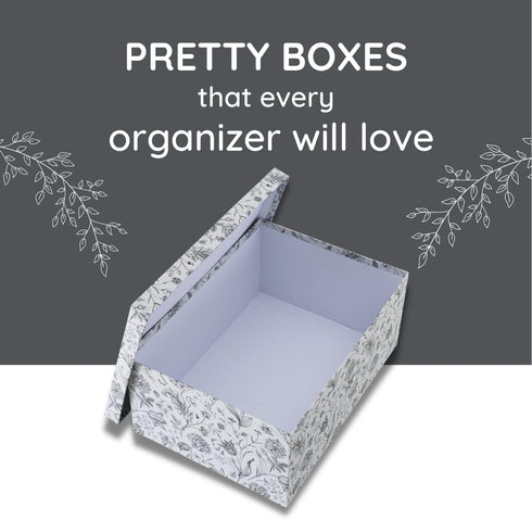 Soul & Lane Decorative Cardboard Storage Boxes, Modern Meadow Set of 3 Floral Nesting Boxes with Lids for Keepsakes