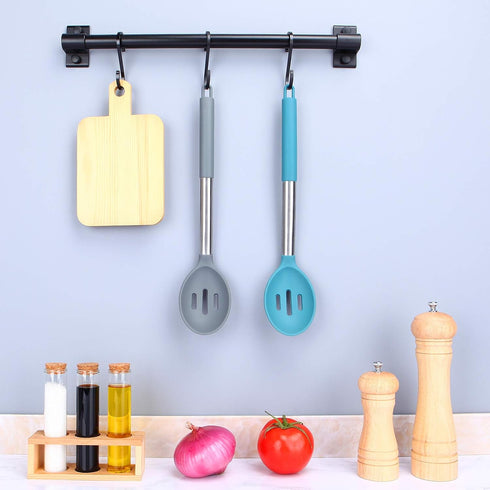 Pack of 2 Large Silicone Slotted Spoon - Kitchen Skimmer with High Heat Resistant BPA Free Non Stick Cooking Ladle