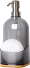 Clasin Home Kitchen Soap Dispenser with Sponge Holder, Refillable Acrylic Dish Soap