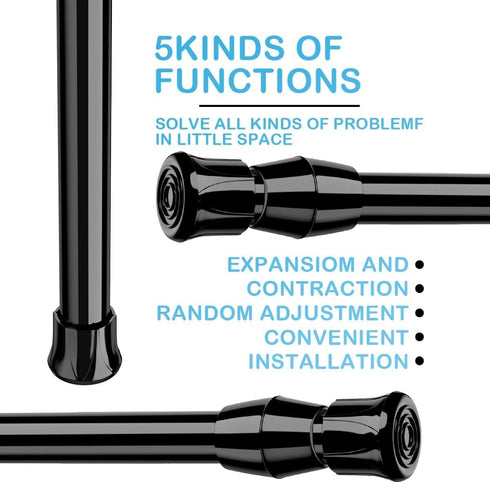 AIZESI Short Tension Curtain Rods, 2 Pcs, Black, 17" to 28" Spring Tension