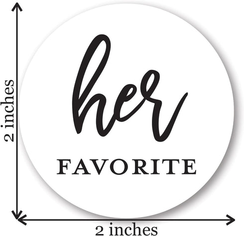 2" Round His Favorite Her Favorite Wedding Favor Stickers, 80 cnt (40 of Each) (Black on White)