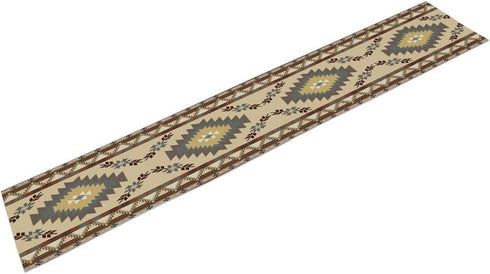 BATPLY Seamless 13x36in x1 Ethnic Aztec Linen Table Runner, Retro Boho Rustic Farmhouse Brown Red Native Tribal
