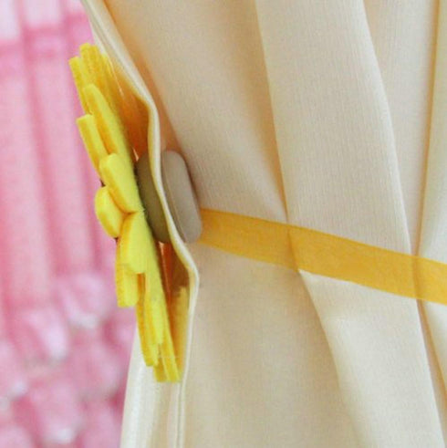 1 Pair Sunflower Curtain Magnetic Tiebacks, Non-Woven Fabric, Rural Style Holdbacks