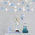 32Ft Cotton Bunting Banner, Blue White Plaid Dot Fabric Triangle Flags for Birthday Wedding Baby Shower Engagement Tea